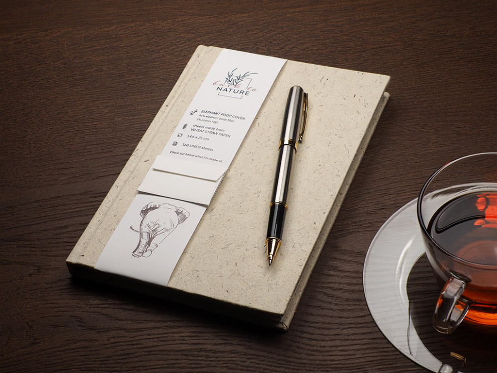 Logo trade promotional item photo of: Recycled Elephant Poo Notebook 209734400
