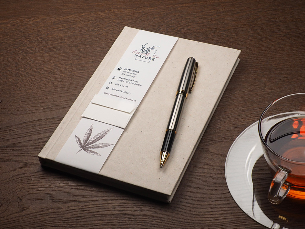 Logo trade advertising products image of: Recycled Hemp Notebook 209734300