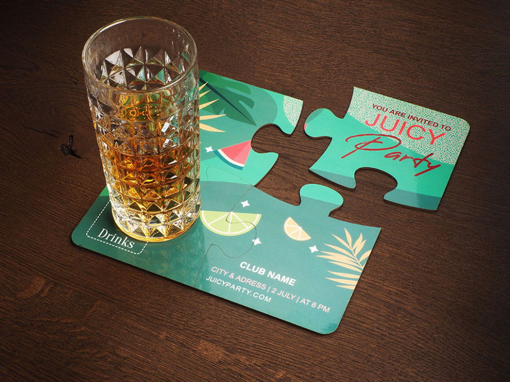 Logotrade promotional products photo of: Set of 4 PUZZLE glass coasters 1835117
