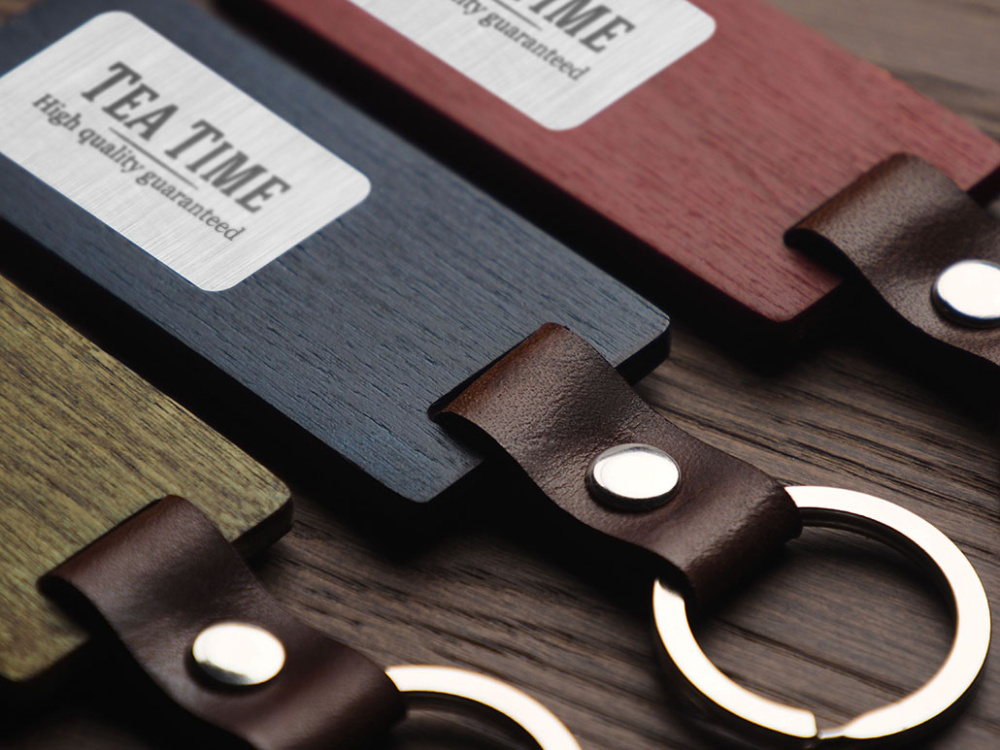 Logo trade promotional item photo of: Wooden keyring 1853121