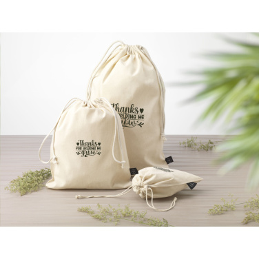Logotrade promotional item picture of: Gift Pouch Natural GRS Recycled Cotton (150 g/m²) S