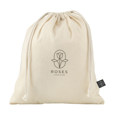 Logotrade promotional merchandise picture of: Gift Pouch Natural GRS Recycled Cotton (150 g/m²) M