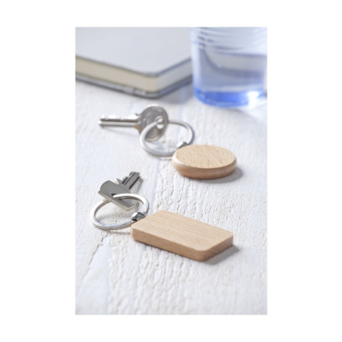 Logo trade promotional giveaways image of: WoodKey Circle keychain