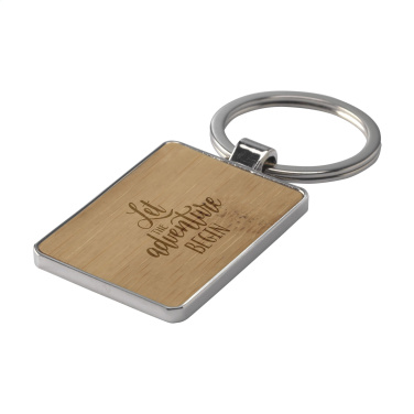 Logotrade promotional item picture of: Bamboo Key Rectangle keyring
