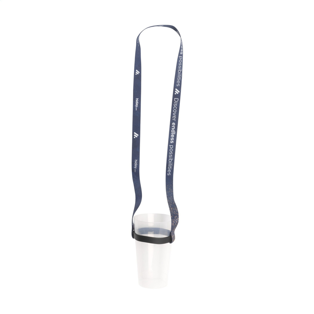 Logo trade promotional giveaways picture of: Lanyard Sublimation RPET 1.5 cm with Cup holder