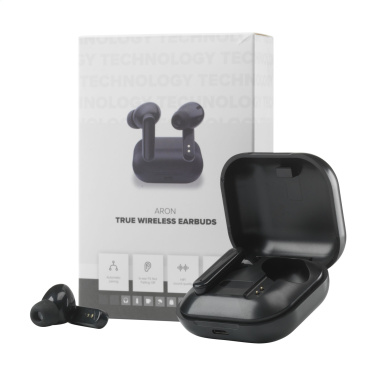 Logo trade corporate gift photo of: Aron TWS Wireless Earbuds in Charging Case