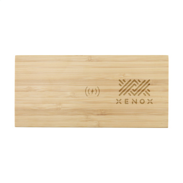Logo trade advertising products image of: Bamboo Alarm Clock with Wireless Charger