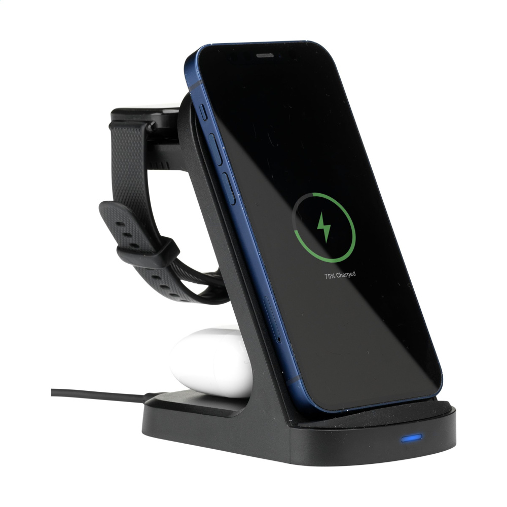 Logotrade promotional giveaway picture of: Triple-Up RCS Recycled ABS Wireless Charger Stand