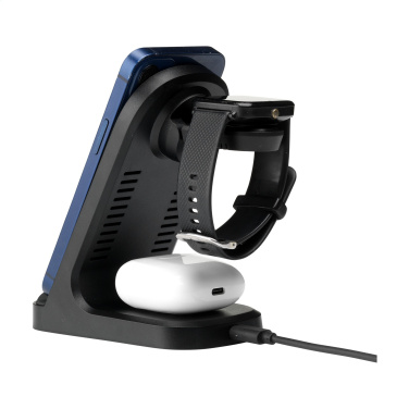 Logo trade promotional giveaways picture of: Triple-Up RCS Recycled ABS Wireless Charger Stand