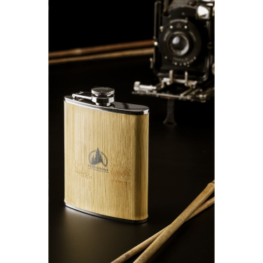 Logo trade promotional merchandise image of: Hipflask Bamboo 200 ml drinking bottle