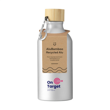 Logotrade promotional merchandise picture of: AluBamboo GRS Recycled Alu 500 ml water bottle