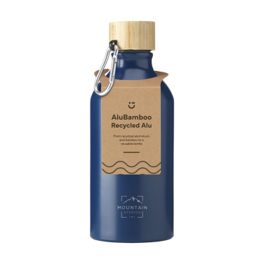 Logotrade promotional gift image of: AluBamboo GRS Recycled Alu 500 ml water bottle