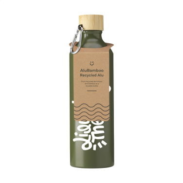 Logotrade corporate gift image of: AluBamboo GRS Recycled Alu 750 ml water bottle