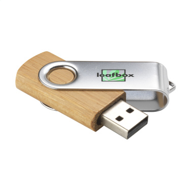 Logo trade promotional gifts image of: USB Twist Bamboo from stock 4 GB