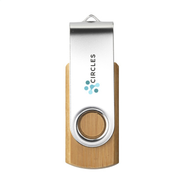 Logo trade corporate gifts image of: USB Twist Bamboo from stock 16 GB