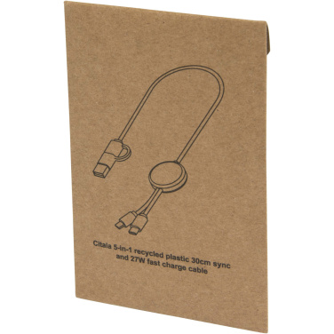 Logo trade promotional items picture of: Citala 5-in-1 recycled plastic 30 cm data sync and 27W fast charge cable