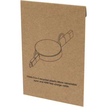 Logotrade promotional items photo of: Citala 5-in-1 recycled plastic 90 cm retractable data sync and 40W fast charge cable