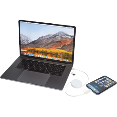 Logo trade promotional giveaway photo of: Citala 5-in-1 recycled plastic 90 cm retractable data sync and 40W fast charge cable