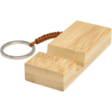 Logo trade promotional merchandise photo of: Bosona bamboo phone holder with keychain