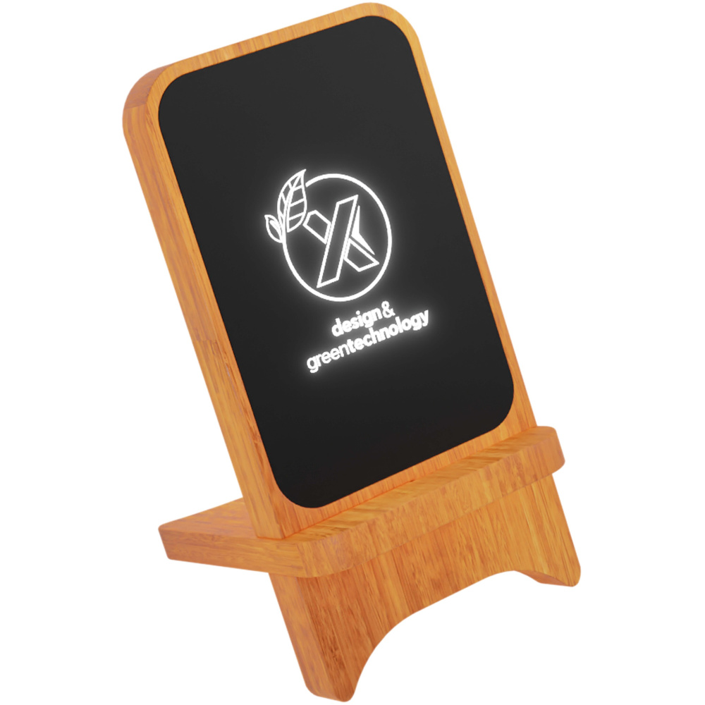 Logo trade corporate gift photo of: SCX.design W16 10W light-up wireless wooden stand