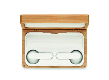 Logotrade promotional item image of: TWS earbuds in bamboo case
