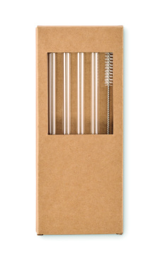 Logo trade corporate gifts image of: 4 reusable glass straws