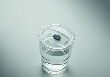 Logo trade promotional gift photo of: Glass tumbler with straw 400ml