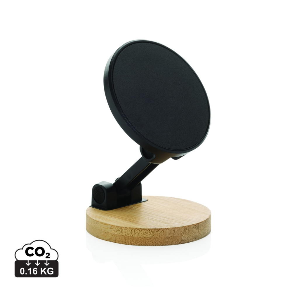 Logo trade promotional product photo of: Magmount RCS recycled plastic and bamboo phone stand