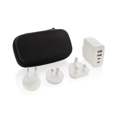 Logo trade promotional merchandise image of: TravelCharge Pro RCS rplastic travel charger with USB C