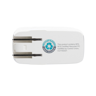 Logo trade advertising products image of: TravelCharge Pro RCS rplastic travel charger with USB C