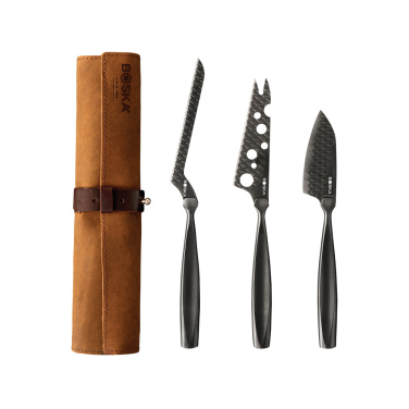 Logo trade promotional merchandise photo of: BOSKA Cheese Knife Set Monaco+ Black