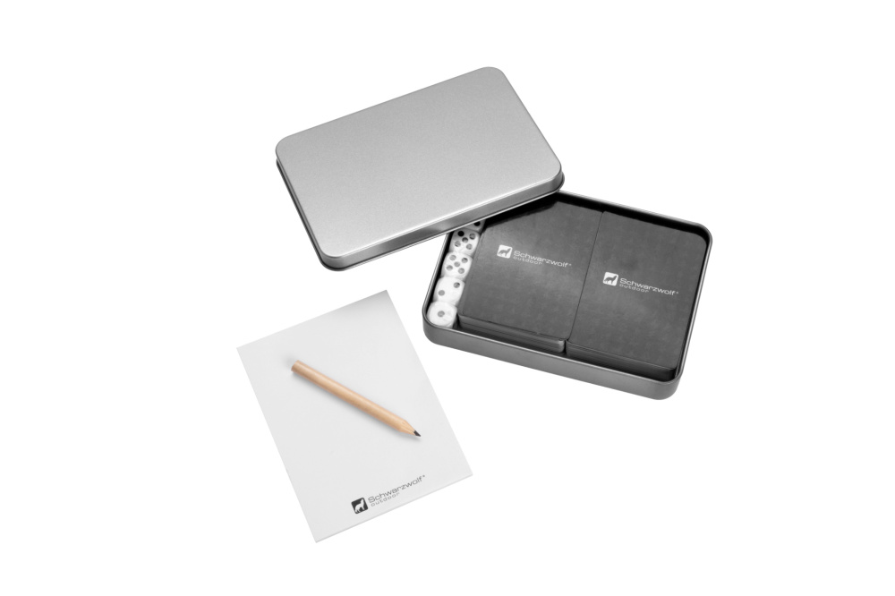 Logotrade promotional product picture of: Set of playing cards and dice MURRAY Schwarzwolf