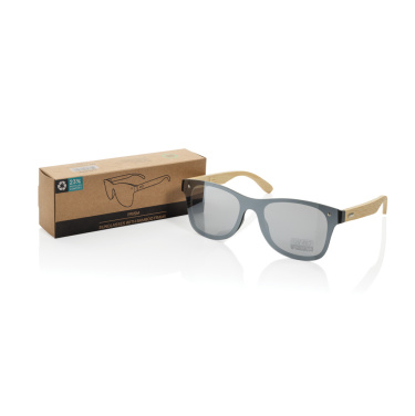 Logo trade promotional giveaways image of: Prism RCS recycled plastic sunglasses with bamboo frame