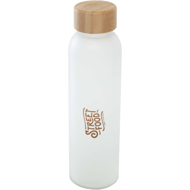 Logotrade promotional item image of: Lume 500 ml matte soda lime glass bottle with bamboo lid
