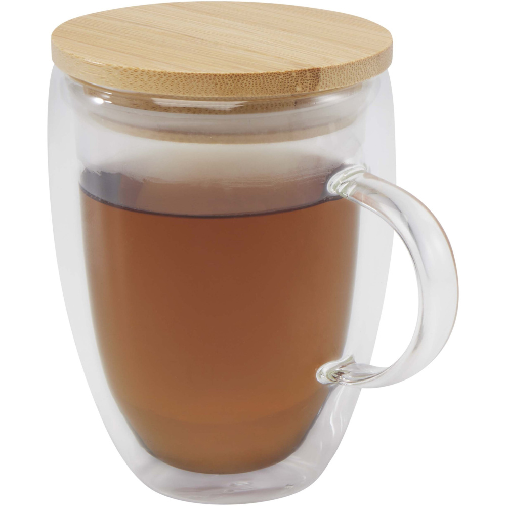 Logotrade promotional item image of: Leona 350 ml glass cup with bamboo lid