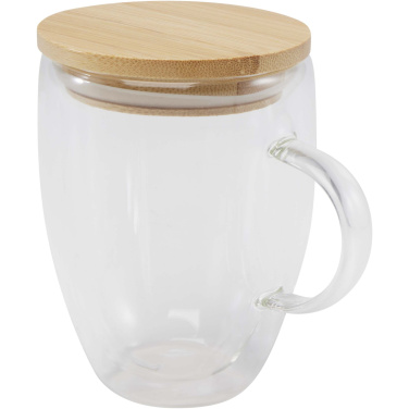 Logotrade promotional item picture of: Leona 350 ml glass cup with bamboo lid