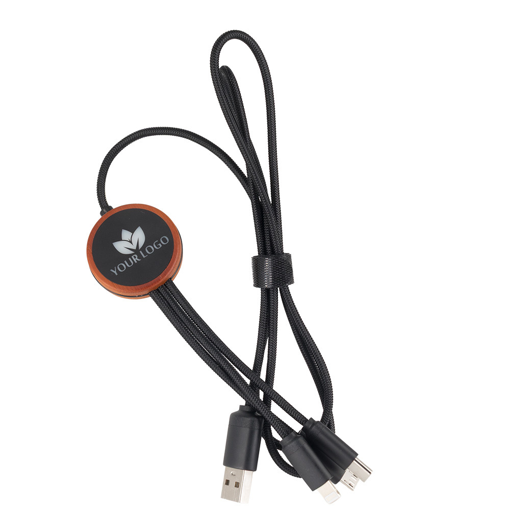 Logo trade promotional merchandise picture of: Cable 3in1 with illuminated logo - LH-ZM04