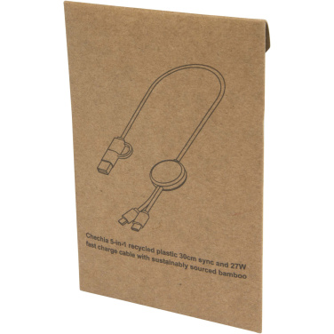 Logo trade promotional items picture of: Citala 5-in-1 recycled plastic 30 cm data sync and 27W fast charge cable