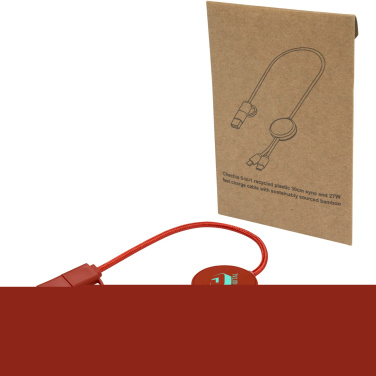 Logo trade corporate gifts picture of: Citala 5-in-1 recycled plastic 30 cm data sync and 27W fast charge cable