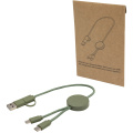 Citala 5-in-1 recycled plastic 30 cm data sync and 27W fast charge cable, Heather green