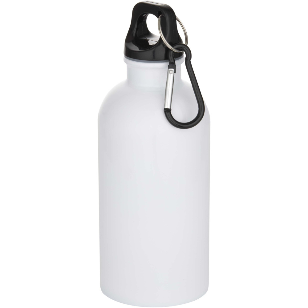 Logotrade promotional product image of: Oregon 400 ml sublimation RCS recycled single wall stainless steel water bottle with carabiner