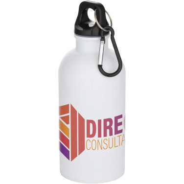 Logotrade promotional giveaway image of: Oregon 400 ml sublimation RCS recycled single wall stainless steel water bottle with carabiner