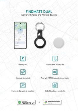 Logotrade business gift image of: Findmate Dual RCS recycled plastic item finder IPX 5