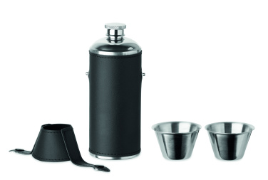 Logo trade promotional giveaways image of: Hip flask with shot cups