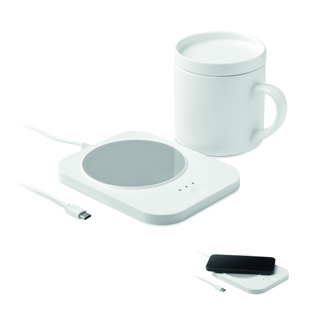 Logotrade advertising product picture of: Wireless charger mug warmer set