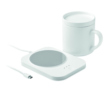 Logo trade business gifts image of: Wireless charger mug warmer set