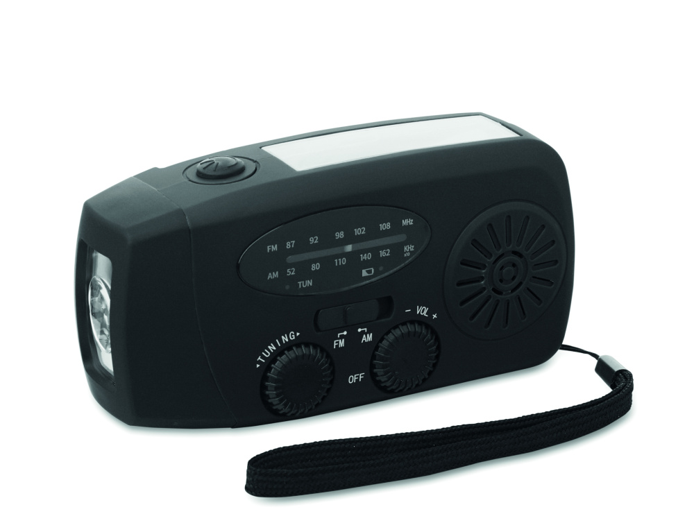 Logo trade corporate gifts image of: Portable radio SOS with LED torch