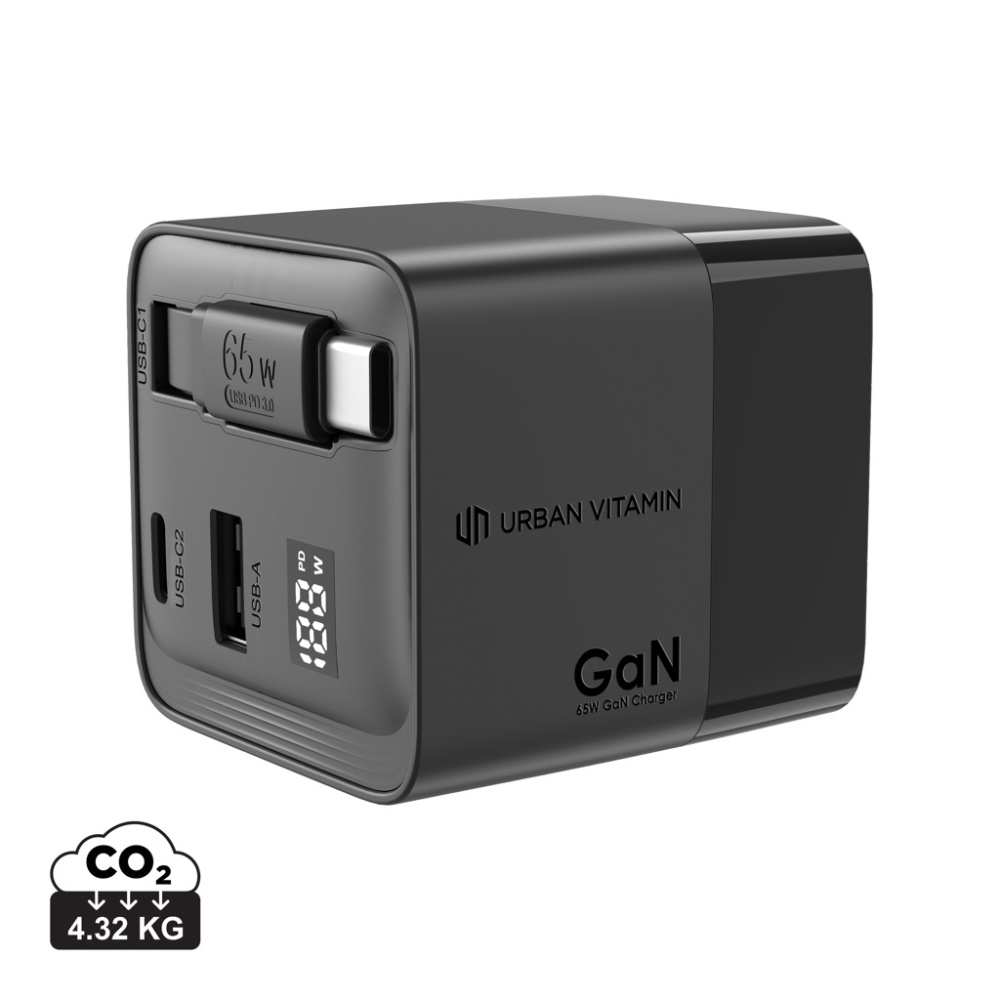 Logotrade promotional gift image of: Urban Vitamin Mendocino 65W GaN charger retractable cable