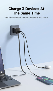 Logo trade promotional products picture of: Urban Vitamin Mendocino 65W GaN charger retractable cable