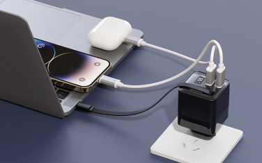 Logo trade promotional gifts image of: Urban Vitamin Mendocino 65W GaN charger retractable cable